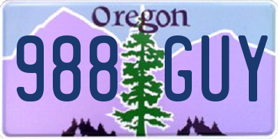 OR license plate 988GUY