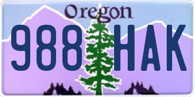 OR license plate 988HAK