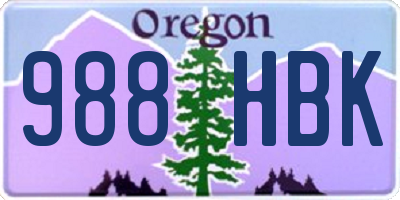 OR license plate 988HBK