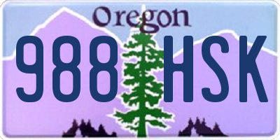 OR license plate 988HSK