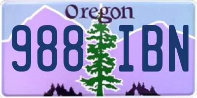 OR license plate 988IBN