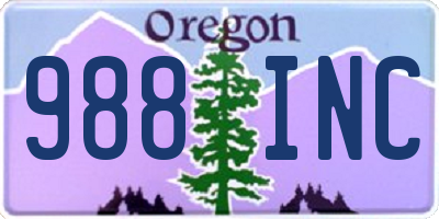 OR license plate 988INC