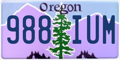 OR license plate 988IUM