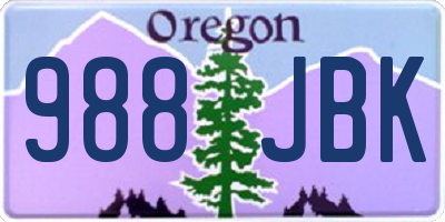 OR license plate 988JBK