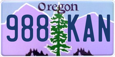 OR license plate 988KAN