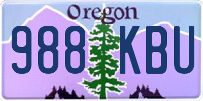 OR license plate 988KBU