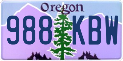 OR license plate 988KBW