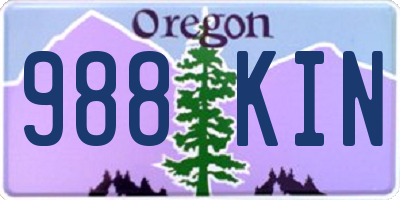 OR license plate 988KIN