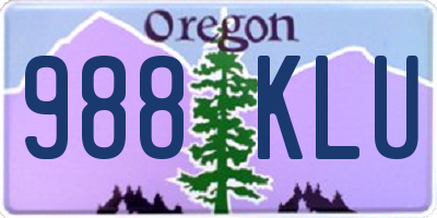 OR license plate 988KLU