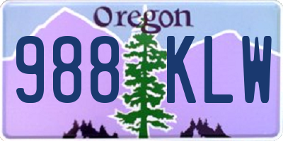 OR license plate 988KLW