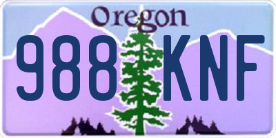 OR license plate 988KNF