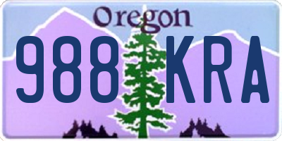 OR license plate 988KRA
