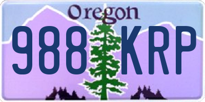 OR license plate 988KRP