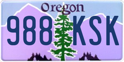 OR license plate 988KSK