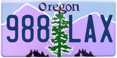 OR license plate 988LAX
