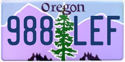 OR license plate 988LEF