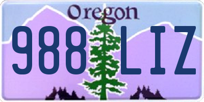 OR license plate 988LIZ