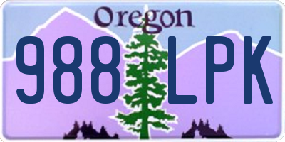 OR license plate 988LPK