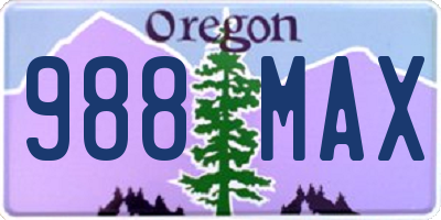 OR license plate 988MAX