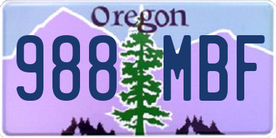 OR license plate 988MBF