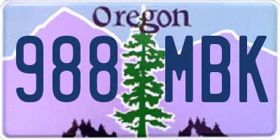 OR license plate 988MBK