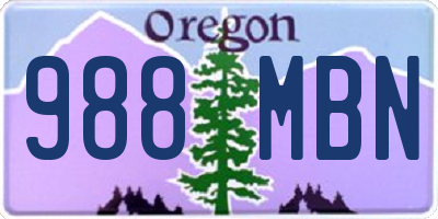 OR license plate 988MBN