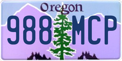 OR license plate 988MCP