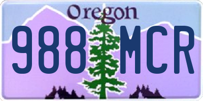 OR license plate 988MCR