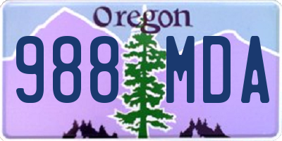 OR license plate 988MDA