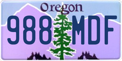 OR license plate 988MDF