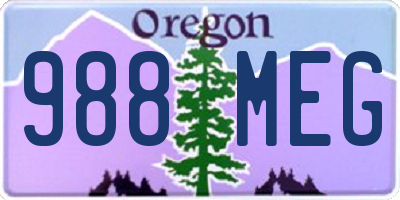 OR license plate 988MEG