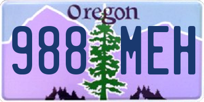 OR license plate 988MEH