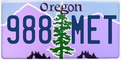 OR license plate 988MET