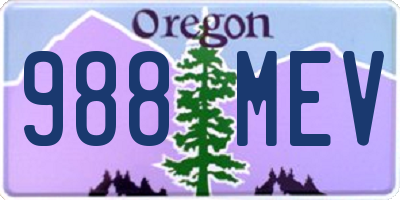 OR license plate 988MEV