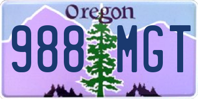 OR license plate 988MGT