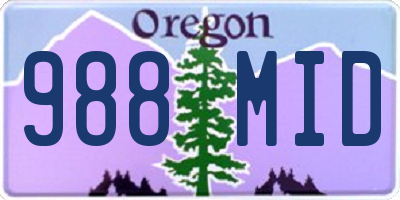 OR license plate 988MID