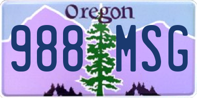 OR license plate 988MSG