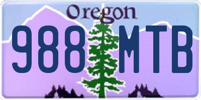OR license plate 988MTB
