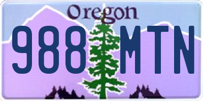 OR license plate 988MTN