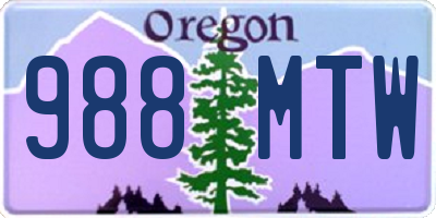 OR license plate 988MTW