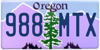 OR license plate 988MTX