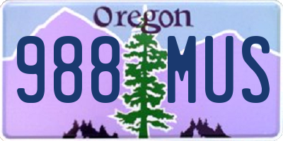 OR license plate 988MUS