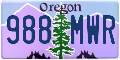 OR license plate 988MWR