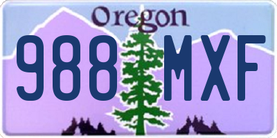 OR license plate 988MXF
