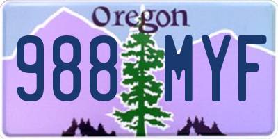 OR license plate 988MYF