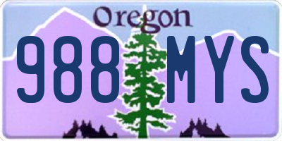 OR license plate 988MYS