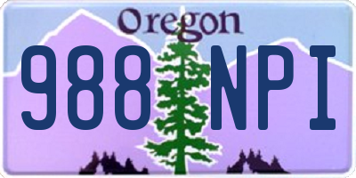 OR license plate 988NPI