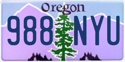 OR license plate 988NYU