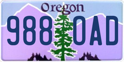 OR license plate 988OAD
