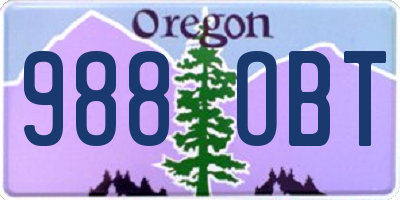 OR license plate 988OBT